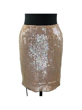 VINTAGE Saks Fifth FOLIO Collection Iridescent Pink Sequin Skirt Silk 10